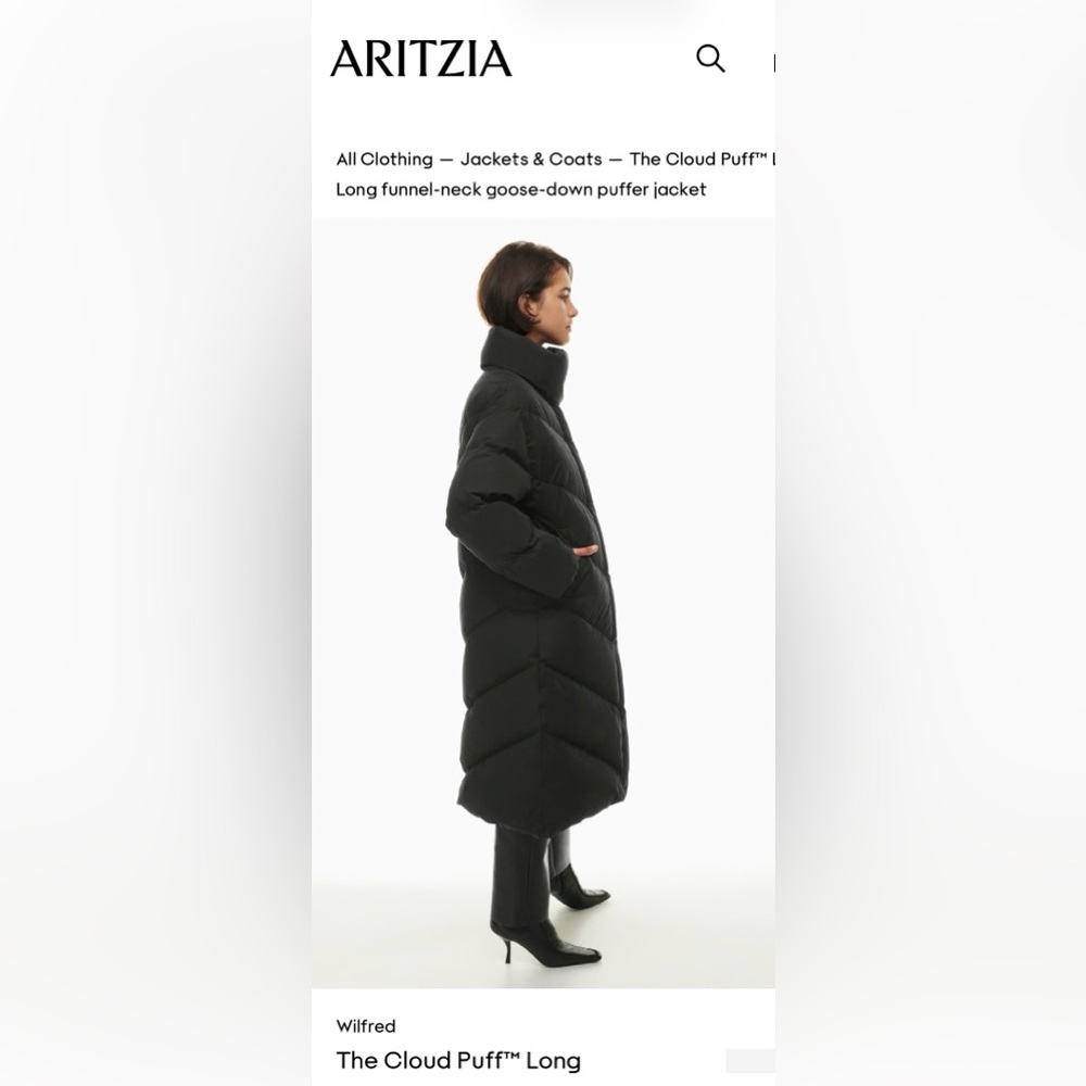 Wilfred Black Cloud Puff Long Jacket